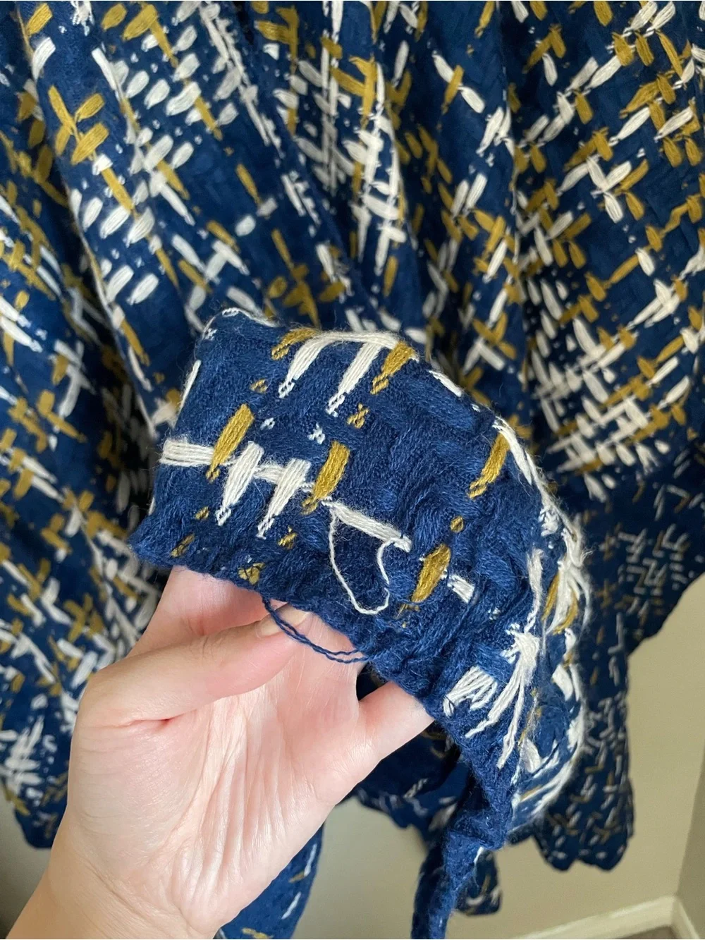 New World Market Plaid Wrap One Size Longline Blue Multicolor